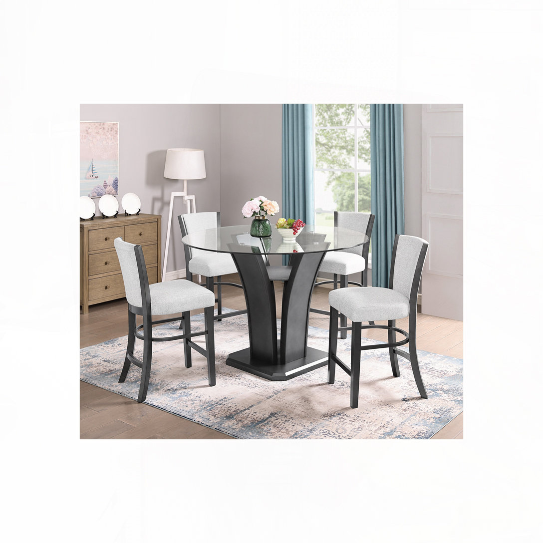 Lark Manor™ Fabric Upholstered Bar Stools Set with Back,Wood Legs | Wayfair