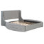 Lit plateforme tapissier en velours avec rangement Maryanna, tête de lit à oreilles, 1 grand tiroir et 2 tabourets de rangement latéraux (gris)-1734778501