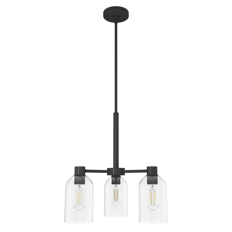 Hunter Lochemeade Brushed Nickel 3 Light Chandelier Ceiling Light Fixture, Noble Bronze, Clear