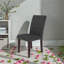 Ensemble de 2 chaises d'appoint rembourrées en tissu gris neutre - Siège de salle à manger haut dossier classique avec pieds en bois massif