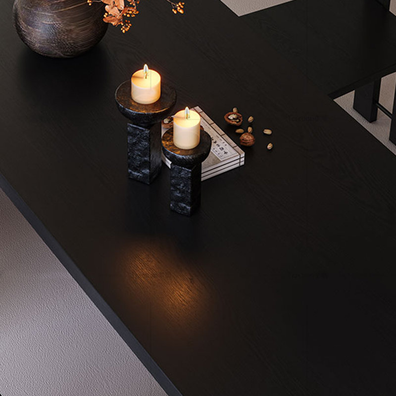 Ash wood rectangular dining table, 29.53"H x 55.12"L x 27.56"W, Black