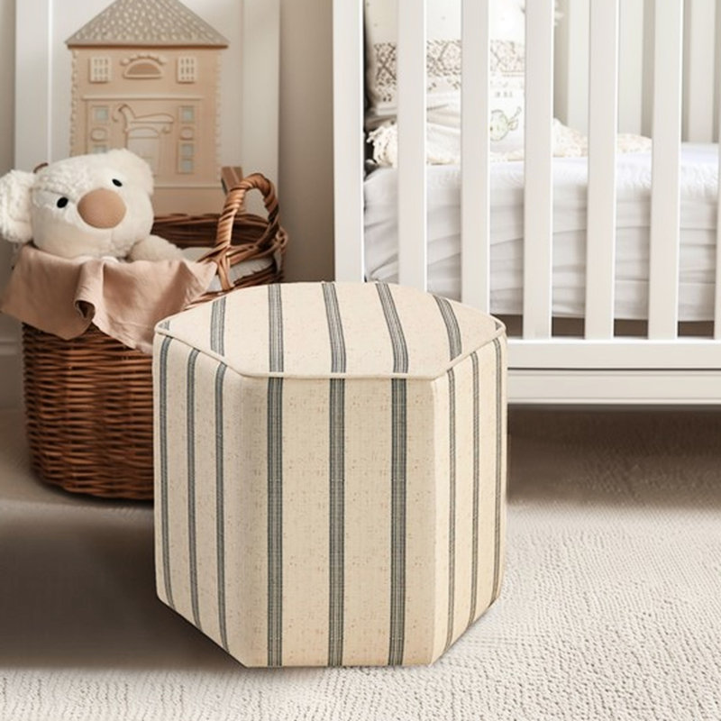 Hexagonal pour le salon - Support en contreplaqué en bois massif et tissu rayé imprimé 18 po x 18 po x 16 po, couleur naturelle, 300 lb maximum, structure de revêtement de siège l 18 po x P 18 po