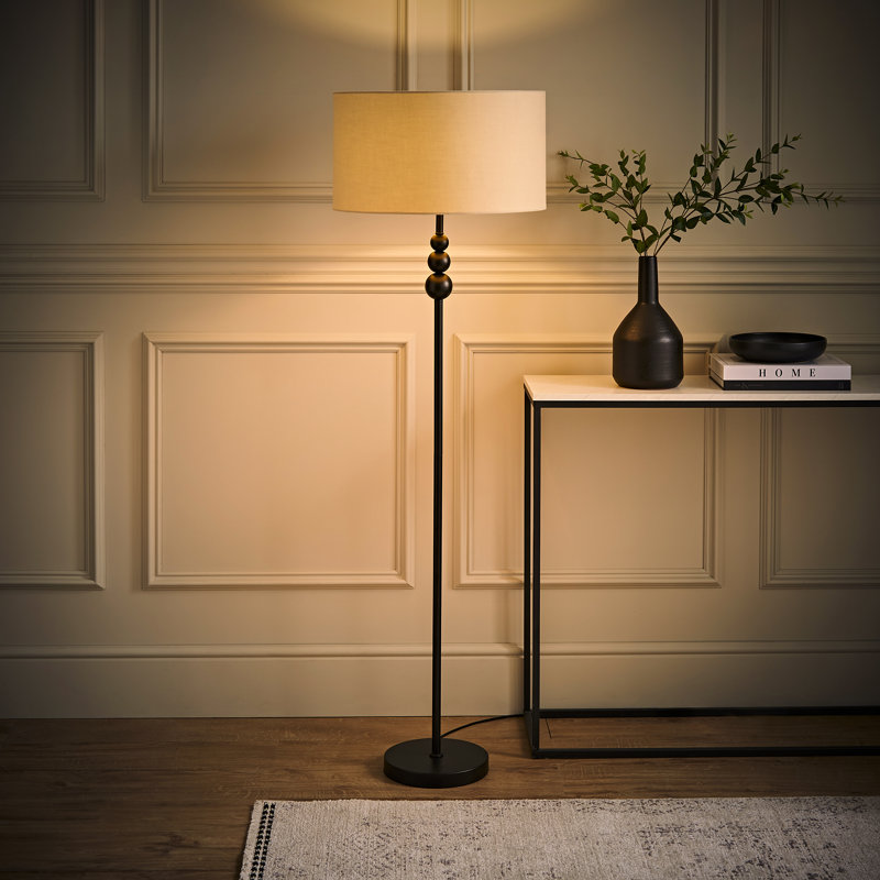 Randalia 145cm Traditional Floor Lamp, Natural, Black