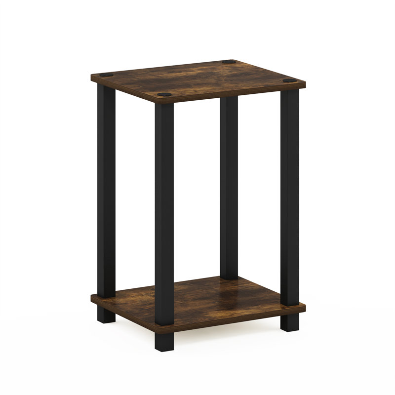 Petite table de bout Furinno, pin ambre / noir, Bois de pin ambré