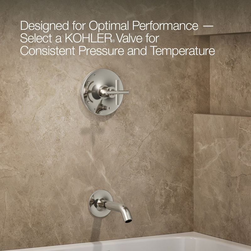 Purist® Pressure-Balancing Thermostatic Tub and Shower Faucet, Vibrant Polished Nickel, Cross Handle, 2.5 GPM