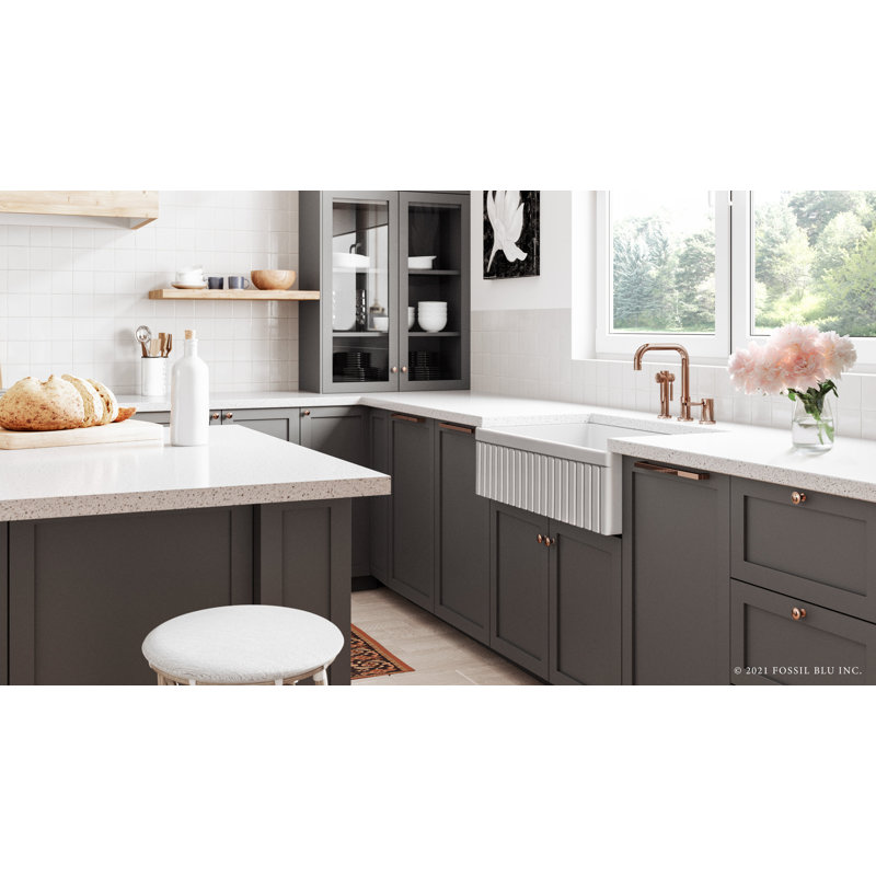 Luxury Solid Fireclay Farmhouse Sink, Stainless Steel Accessories