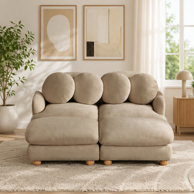 Canapé modulaire modulaire avec revêtement en chenille et repose-pieds mobile