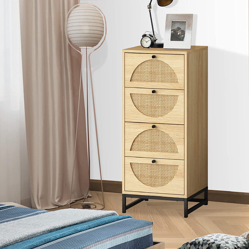 4 - Drawer End Table, Natural/Black