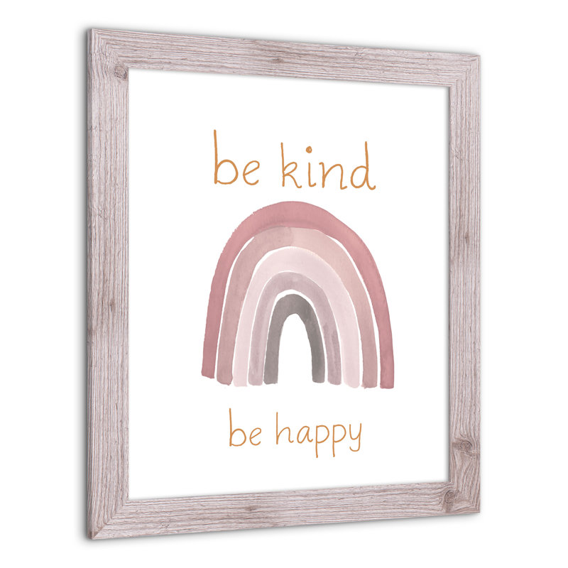 «Be Kind Happy», art encadré, H 24 po x l 20 po x P 0,75 po, Cadre blanc