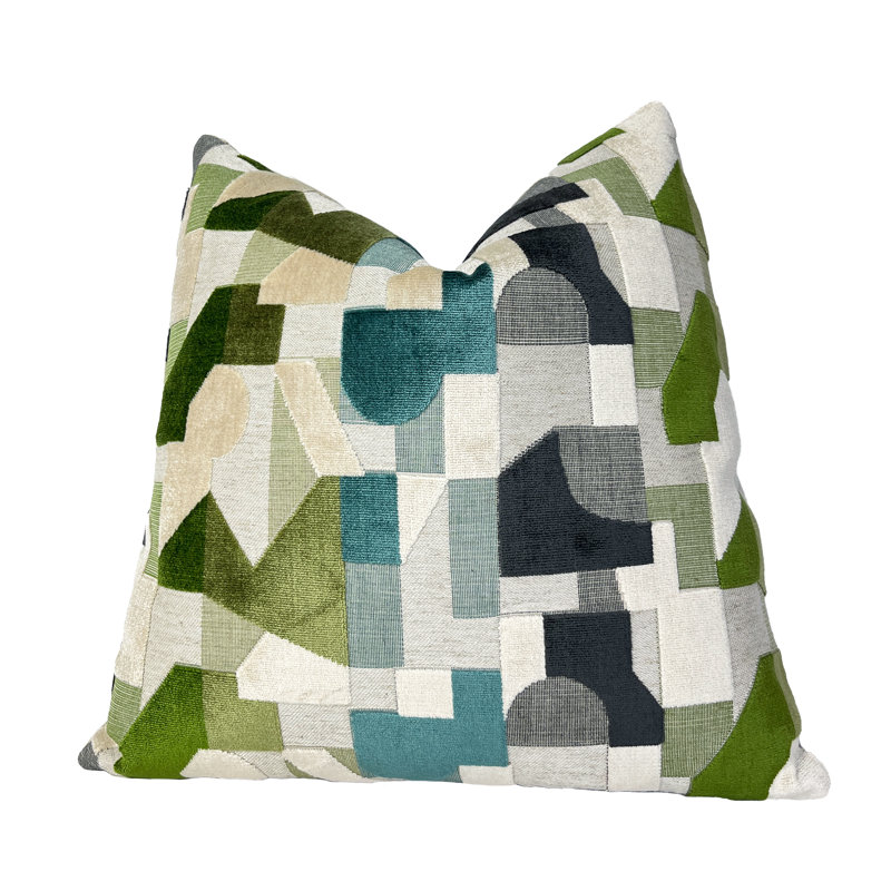 Housse de coussin Geodream, Bleu géométrique, H 22 po x l 22 po