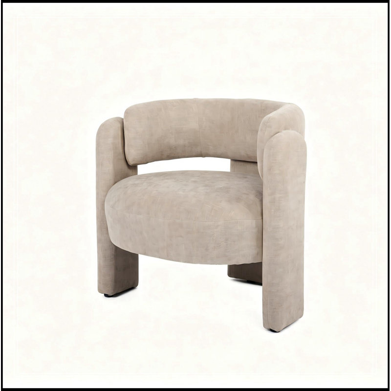 Fauteuil demi-tonneau incurvé avec pieds robustes, Gris