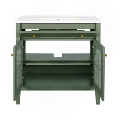 35.6" Bathroom Cabinet, Only Cabinet, Green