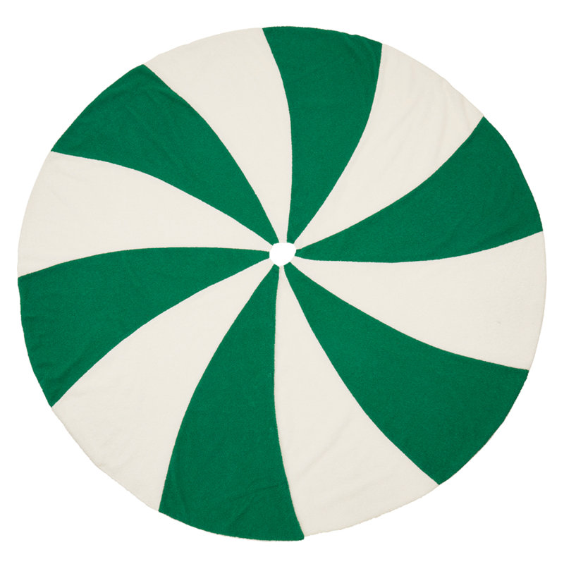 Festive White and Green Candy Cane Tree Skirt, 54"
