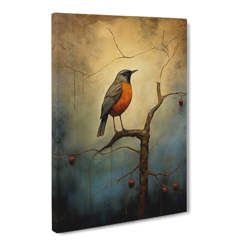 Robin Bird Modern - Wrapped Canvas, 50cm H x 35cm W x 3cm D