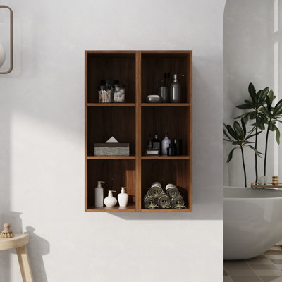 Fynwick 24"W x 35.91"H Wall Mounted Bathroom Storage, Featuring Storage & Open Shelves