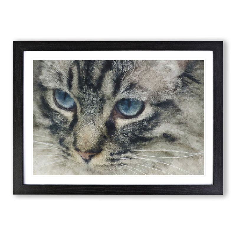 Portrait of a Cat Vol.14 - Picture Frame Painting, 36cm H x 48cm W x 2cm D, Black Framed