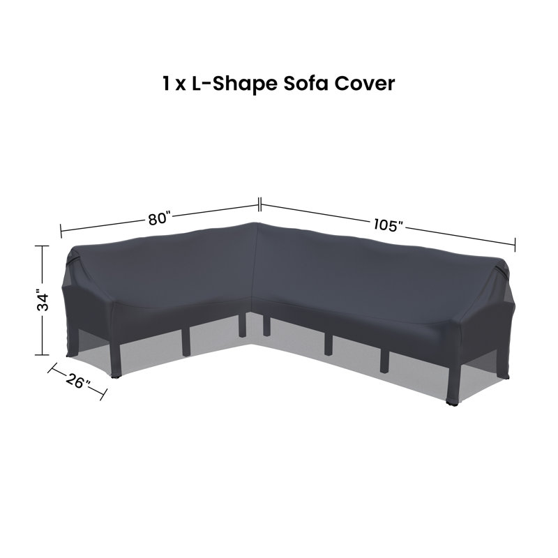 Jacqulynn Outdoor Aluminum L-Shape Sectional Sofa Cover
