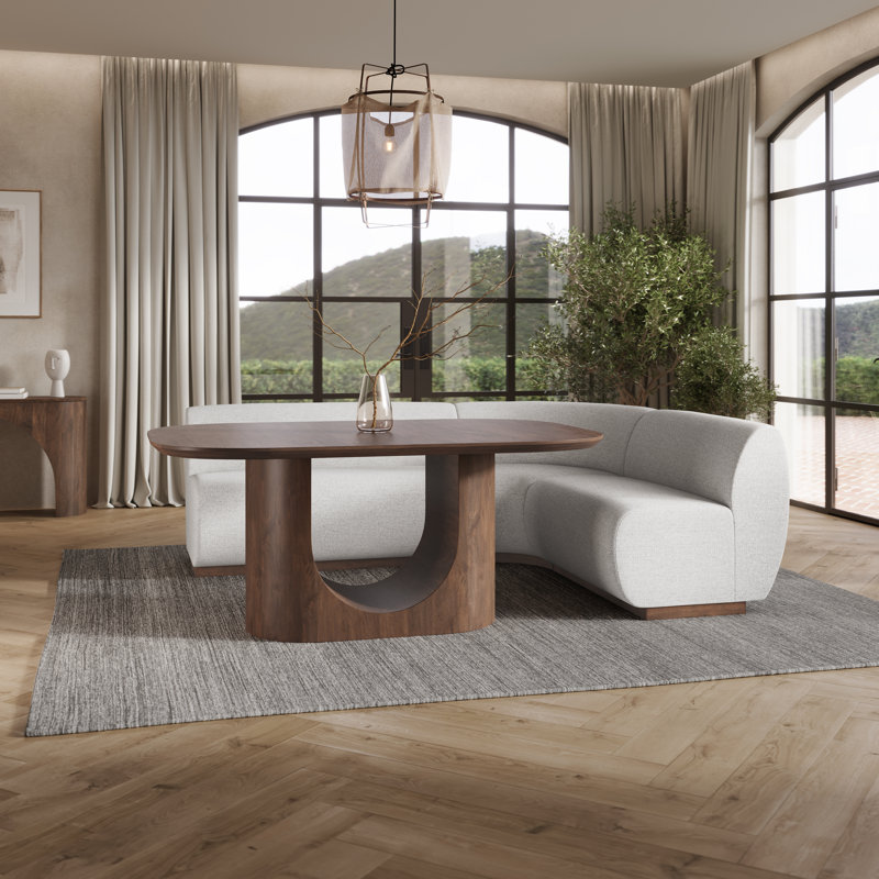 Banquette modulaire à cinq places avec ensemble de table de salle à manger courbé moderne