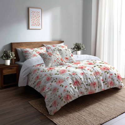 Ensemble d'édredon floral de 6 - Ensemble de literie et coussin décoratif French Farmhouse