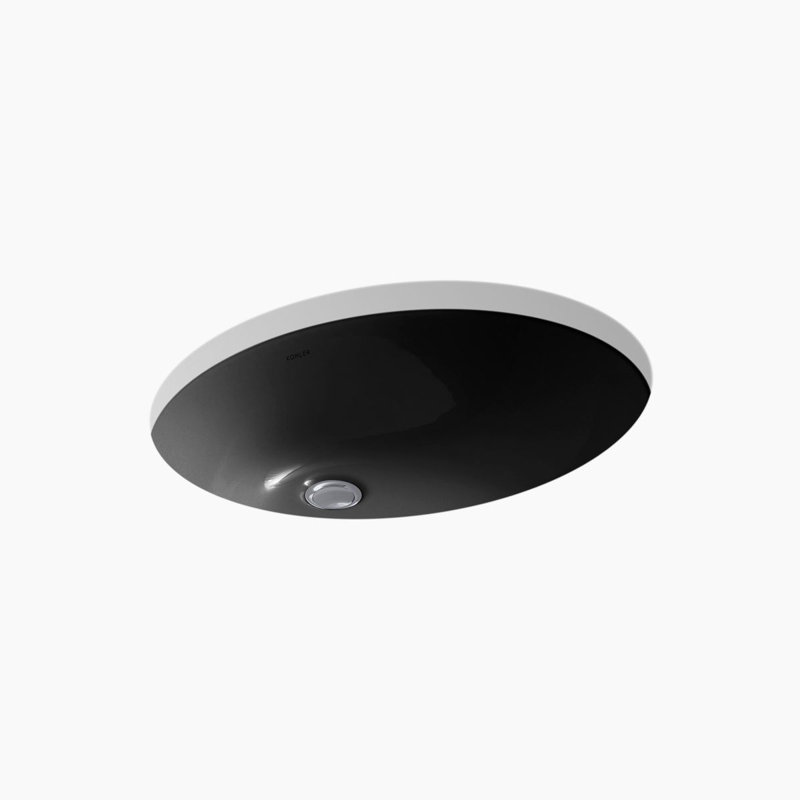 Caxton® Undermount Lavatory, 19" x 15", Black, Non Glazed