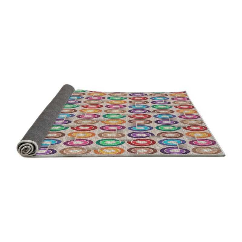 Tapis gris motif/orange/jaune, Rond 6 pi