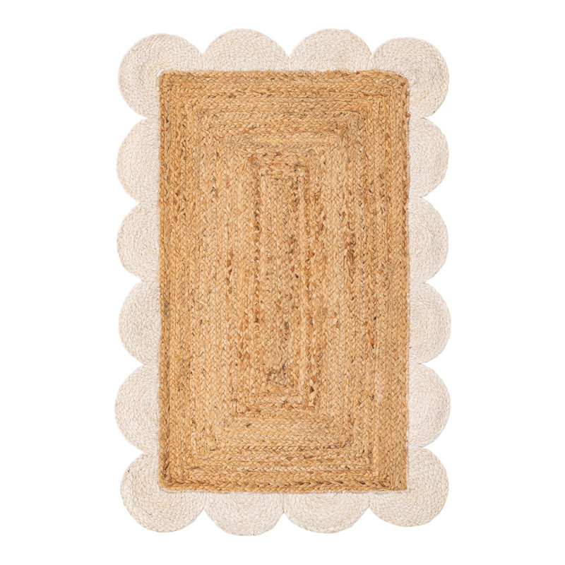 Solid Scallop Braided Jute Rug, Rectangle 2' x 3'1"