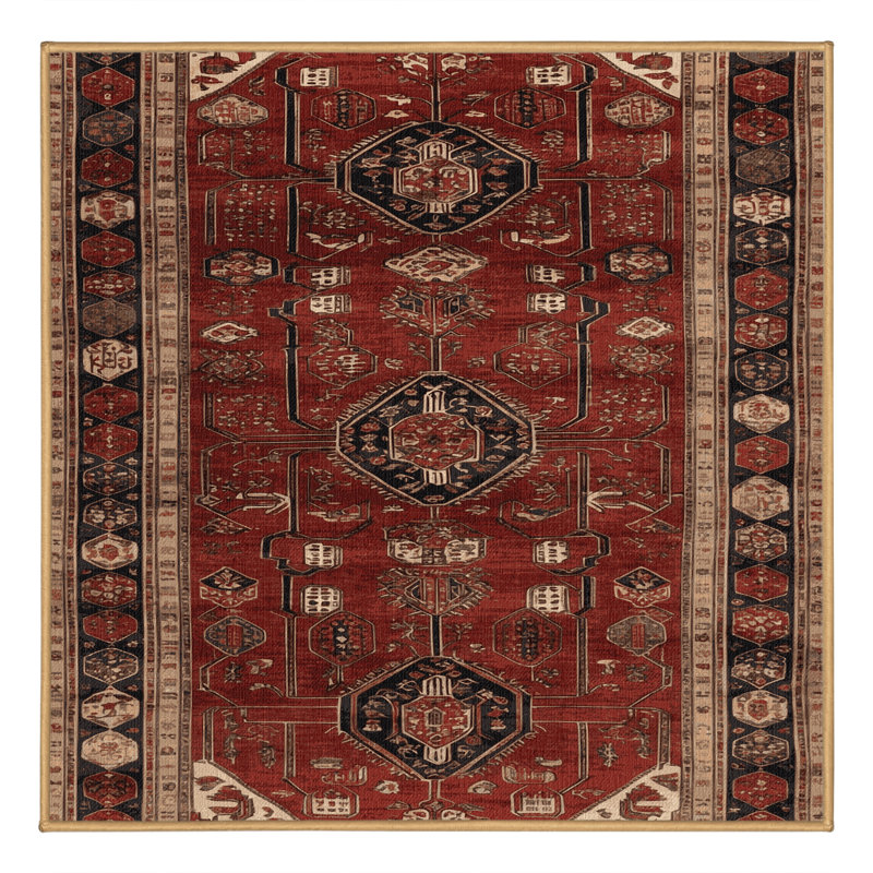 Tapis brun turc lavable à la machine, Carré 5 pi