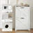Cabinets | Farmhouse Slim Hidden Shoe Storage Cabinet, 2 Flip Drawers Adjustable Shelves, Fits 8 Pairs of Shoes, Off-white Distressed | Particle Board | Entryway