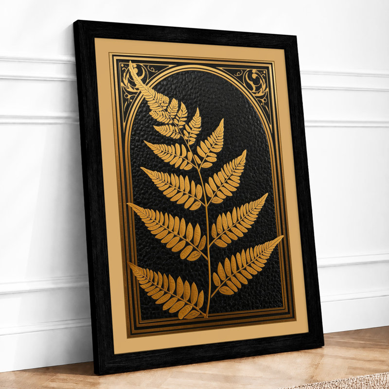 Golden Fern Study Botanical - Framed Print, A1 - 84.1 x 59.4 cm, Black