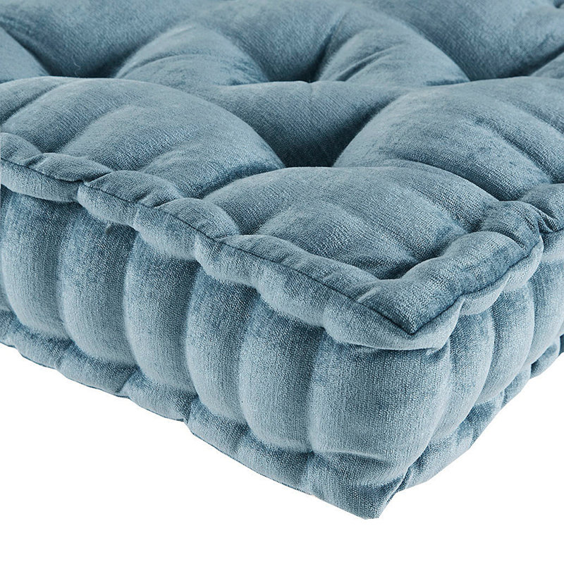 Poly Chenille Square Floor Pillow Cushion Aqua 20X20", Aqua