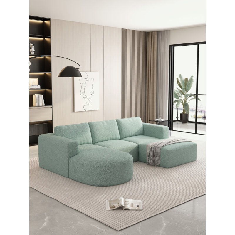 104.32*70.86 Modular Sectional Sofa Sleeper Couch, Sectional Sofa With Chaise And Ottoman, Convertible U Shaped Modular Sofa Set. Compressed Sponge (Combo A+B+C+D)