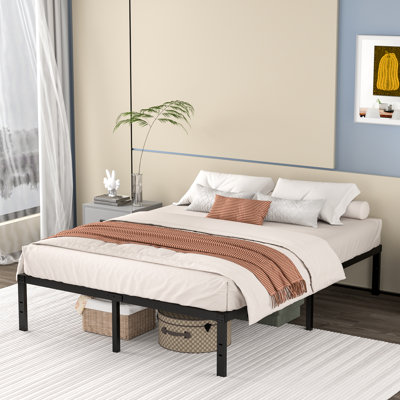 16"  Metal Platform Bed Frame with Heavy Duty Steel Slat Support, No Box Spring Needed
