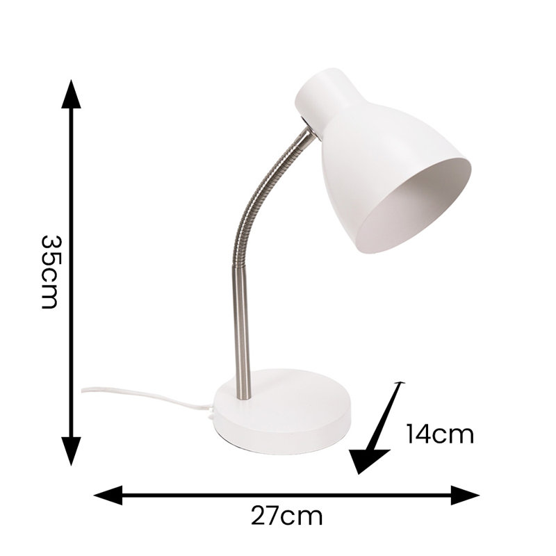 Rhyda Metal Table Lamp, White, Yes