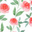 Pink Rose Watercolor Floral Vinyl Matte Wallpaper Roll by Jamie Graney