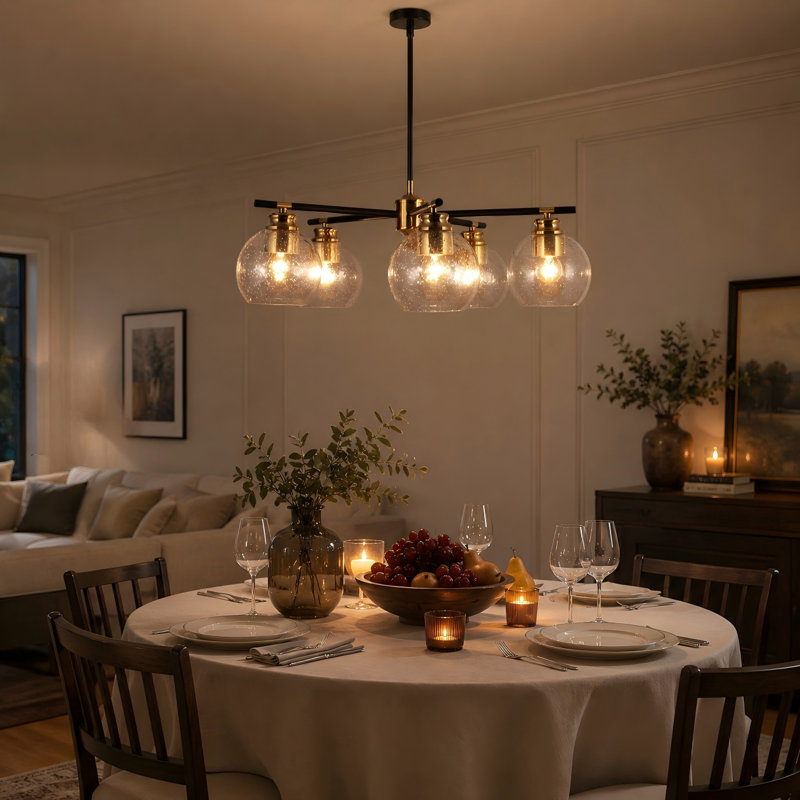 5-Light Dimmable Modern Shaded Chandelier