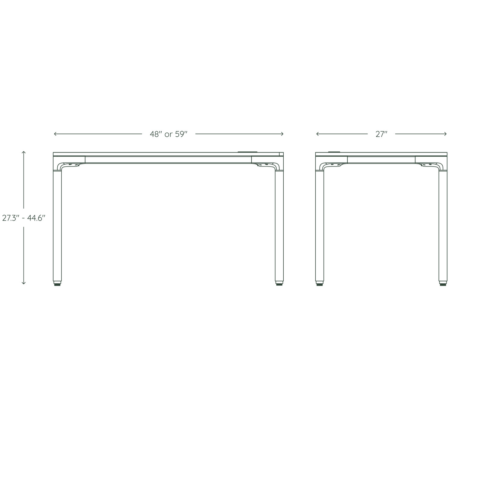 Four Leg Standing Desk, 44.6" H x 48" W x 27" D, White, Carbon