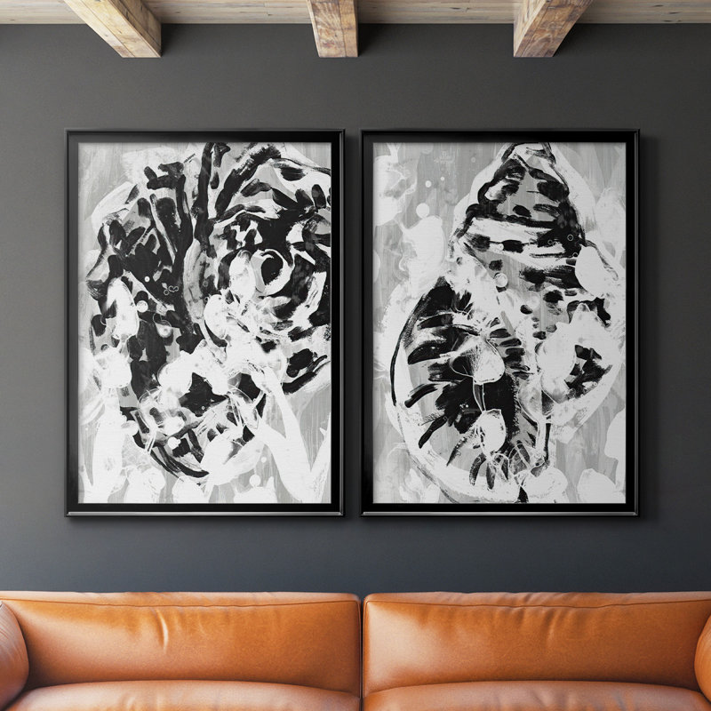 «Ocean Inkblot III», ensemble de 2 reproductions de cadres rectangulaires sur toile, H 24,5 po x l 37 po x P 1,25 po, Noir