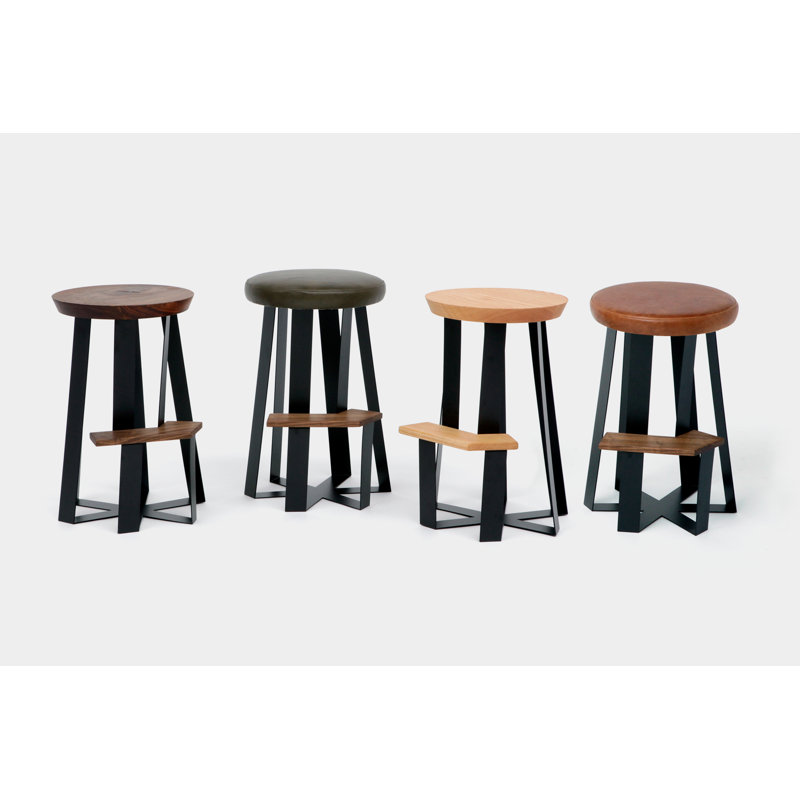 ARS Stool with Metal Frame, Walnut