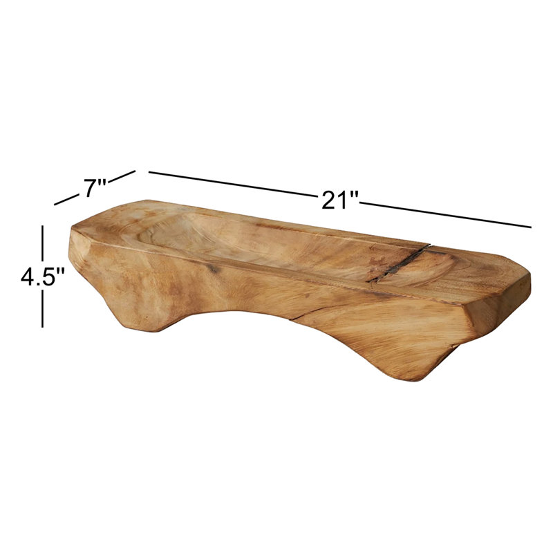 Silla Solid Wood Decorative Bowl, Burnt Reclaimed