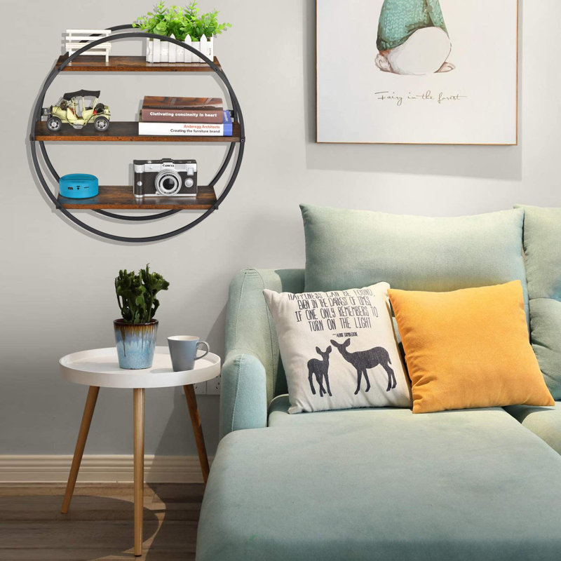 Brayville 3 Piece Circle Floating Shelf with Adjustable Shelves