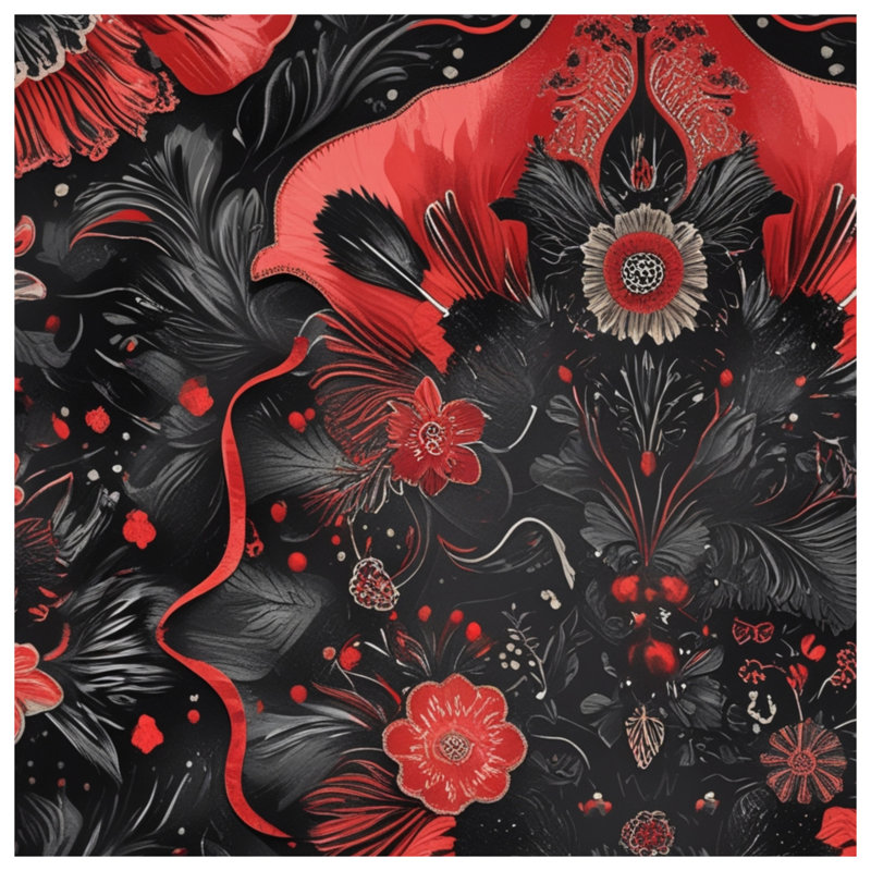 Couvertures à motif floral rouge et noir, 50in W x 60in H
