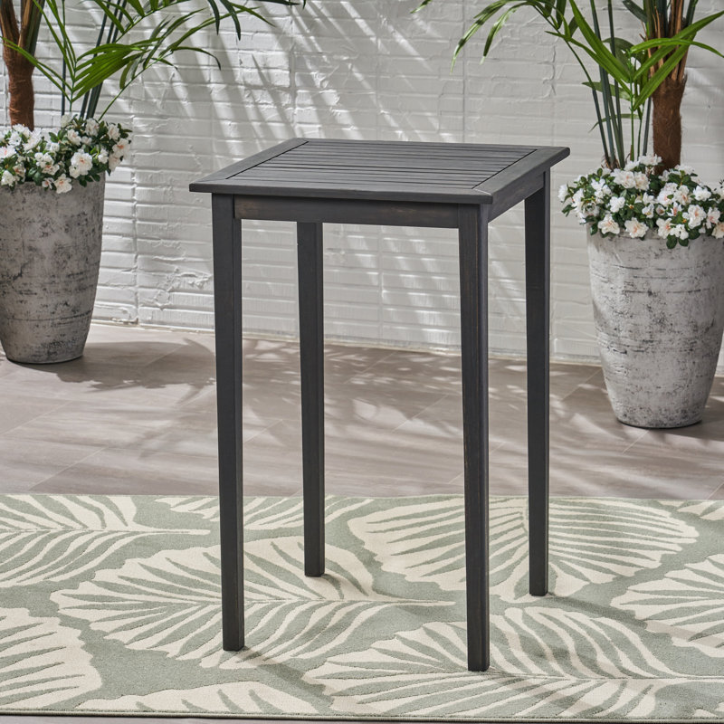 Outdoor  Wood Square Bar Table, Dark Gray
