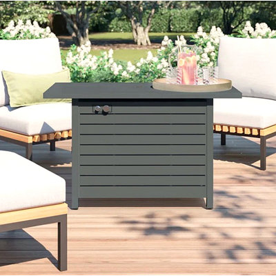 Casselton Steel Propane/Natural Gas Outdoor Fire Pit Table With Lid