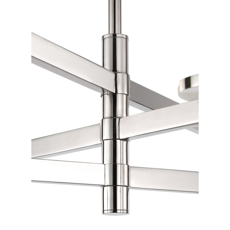 Melange 36" Floating Disc Chandelier with Alabaster, Polished Nickel