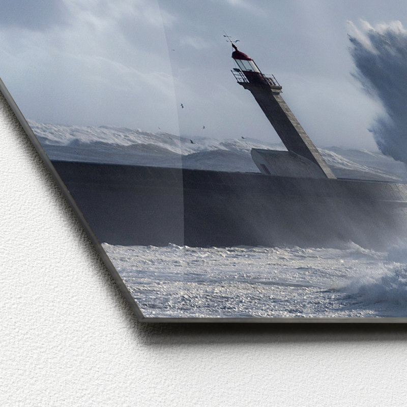 Lighthouse & Sea III - Graphic Art Print on Glass, 50cm H x 125cm W x 1.4cm D