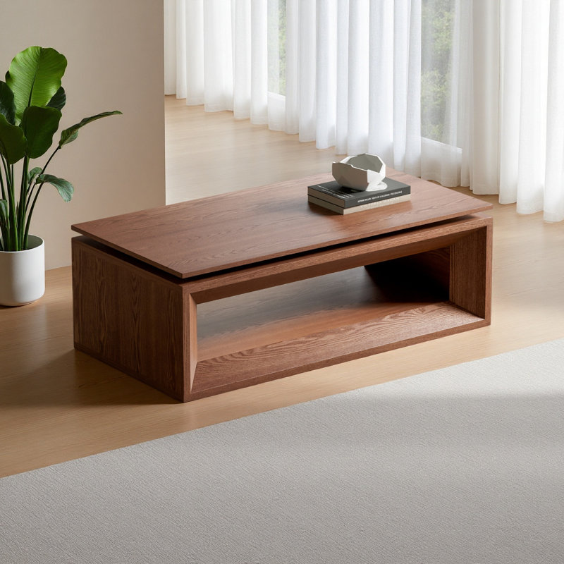 Table basse rectangulaire à plateau relevable avec rangement flottant 43,3 po, Noyer