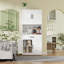 Armoire de rangement de 71 po de hauteur en acier blanc avec grand comptoir, tablettes réglables, tiroirs et crochets, armoire robuste de style moderne