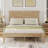 Full Size Solid Wood Bed with Rattan Headboard and Central Support