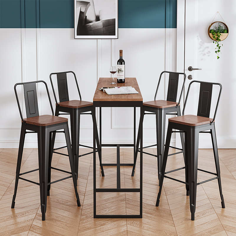 Claypoole 77cm Metal Frame Industrial Style Bar Stool