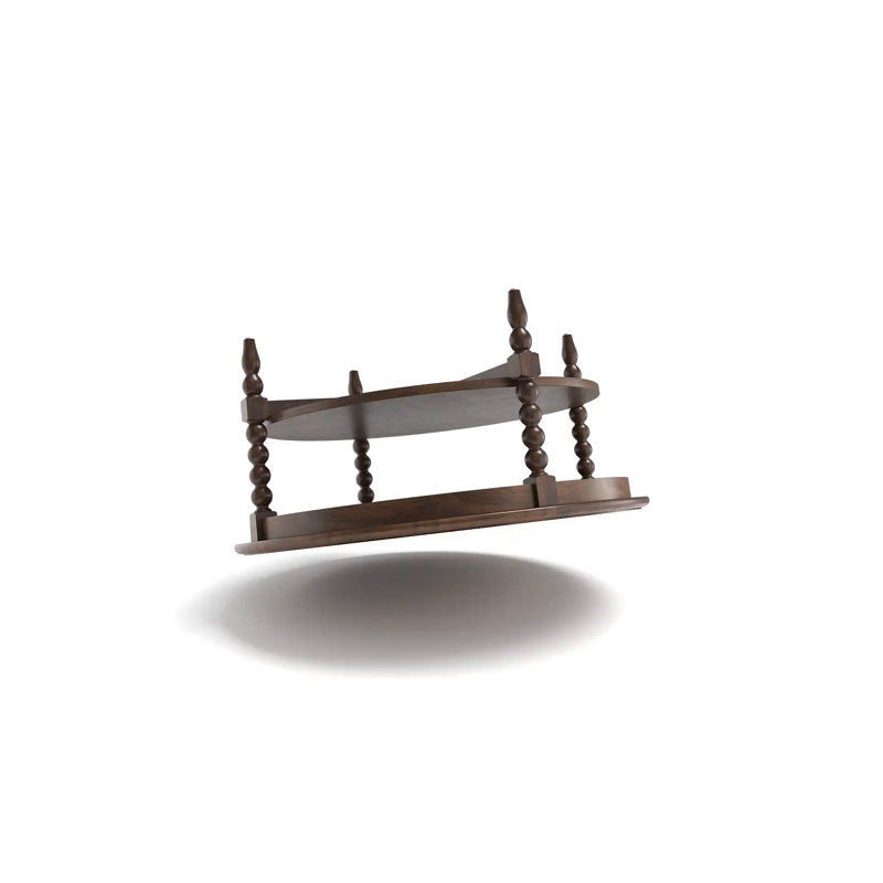 Philippe Dark Brown Round Wood Coffee Table with Shelf